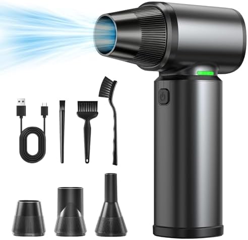 Compressed Air Duster - 180000RPM Super Power Electric Air Duster, 3-Speed Adjustable Rechargeable Cordless Air Blower with LED Light, Dust Blower for Computer, Keyboard, Outdoor, Car and House