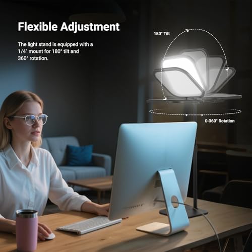 NEEWER Basics 2 Pack 10.8" Video Conference Lighting with Desk Stands/Phone Holders, 15W Bi Color Edge Lit Full Screen Light CRI95+ for Computer Laptop Webcam Zoom Calls Streaming Recording, L220