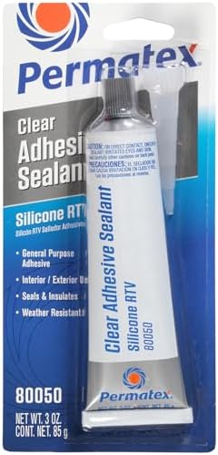 Permatex 80050-12PK Clear RTV Silicone Adhesive Sealant, 3 oz. (Pack of 12)