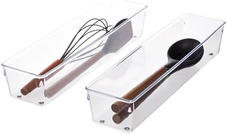 iDesign Plastic Drawer Organizer, Set of 2, 4" x 16" x 3"