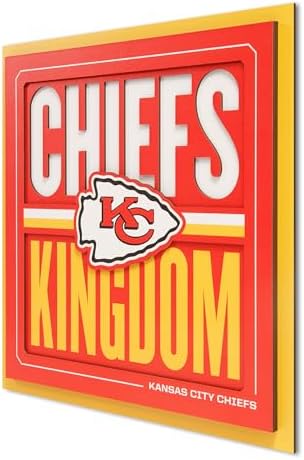 YouTheFan NFL Kansas City Chiefs 3D Wall Art, 12x12, Red, White, Gold, Team Colors