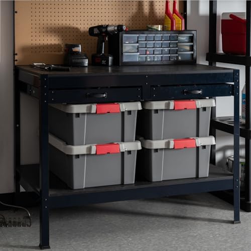 IRIS USA 4-Pack 12 Gal Heavy Duty Lockable Storage Totes with lids, Gray