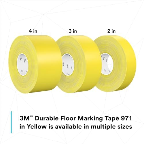 3M Durable Floor Marking Tape 971, Yellow, 2 in x 36 yd, 17 mil, 1 Roll