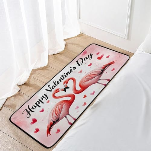 Aslsiy Flamingo Couple with Love (4) Kitchen Rug Kitchen Mats Valentines Floor Comfort Welcome Washable Non Slip Area Rug for Home Decor 39" X 20"