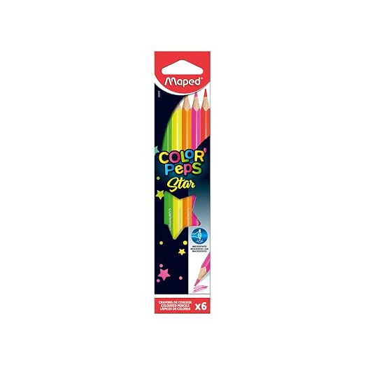 Maped Color'Peps Triangular Fluorescent Colored Pencils x6 (832003)