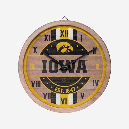 FOCO NCAA Wooden Barrel Wall Clock