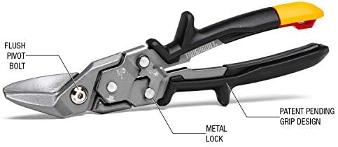 ToughBuilt - Left Cut Aviation Snips, Heavy-Duty Metal Shears, TB-H4-60-L
