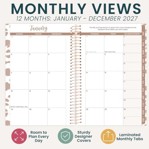 bloom daily planners 2027 Pocket Planner (January 2027 - December 2027) - 4” x 6” MINI Weekly Monthly Agenda Organizer & Calendar Year Book - Tan Leopard