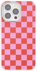 PopSockets iPhone 13 Pro Phone Case with MagSafe- to-Go Wrap | Magnetic, Wireless Charging, Camera & Drop Protection, Checkered, Red, Textured