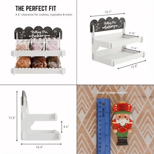 HOTCAN Wooden Cookie Display Stand with Chalkboard Sign for Bakers, Vendors, Craft Fairs | Pastry Display for Market Booths & Events | 2 Tiered Cookie Display for Muffins, Cakes, and Pastries (White)