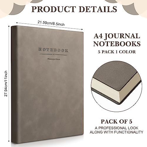 SATINIOR 5 Pack A4 Notebooks Leather Softcover Journal, Mixed Color