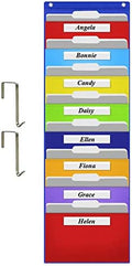 EAMAY Hanging File Folder Organizer, Storage Pocket Chart with 8 Pockets, 2 Hangers Cascading Wall Organizer for Home Bill Filing, Mail Organizer, Wall Mounted File Folders