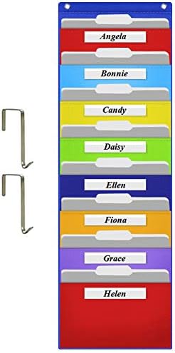 EAMAY Hanging File Folder Organizer, Storage Pocket Chart with 8 Pockets, 2 Hangers Cascading Wall Organizer for Home Bill Filing, Mail Organizer, Wall Mounted File Folders