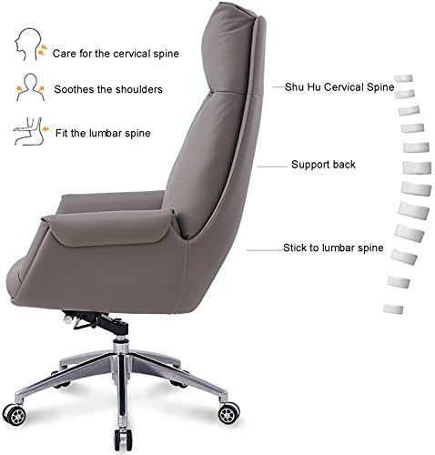 Office Chair Desk Chair Armrest Swivel Roll High Back PU Leather Computer Chair Adjustable Ergonomic Task Chair (A Technology Leather No Massage)