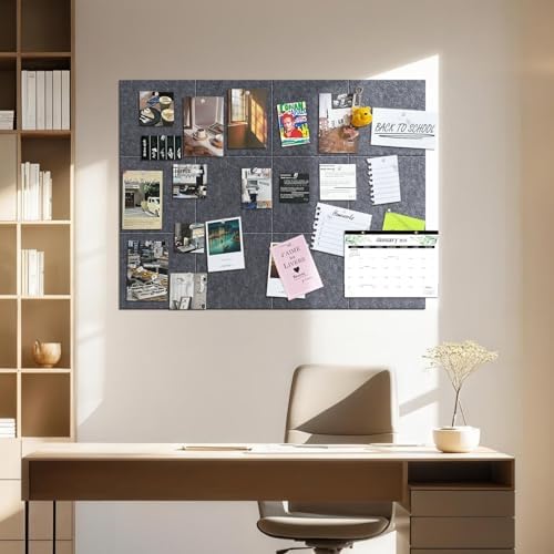 48"x36" Felt Corkboard Bulletin Board,TSJ OFFICE,12 Pack for Wall,Grey