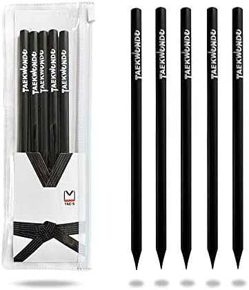 TAE-S Taekwondo Gift Pencils HB with Eraser & PVC Case, Black (30 Count)
