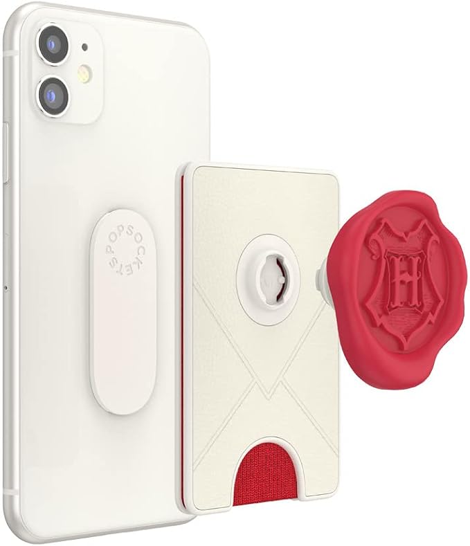 PopSockets Adhesive Phone Wallet with Grip- Hogwarts Letter | PopWallet, Holds 3-5 Cards, Swappable Top, Kickstand, Harry Potter, Slytherin, Fun, Cool, Unique