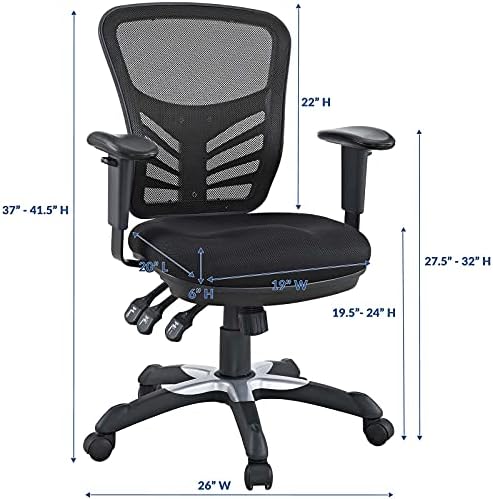 Modway EEI-757-BLK Articulate Ergonomic Mesh Office Chair in Black