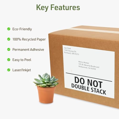 Avery® EcoFriendly Recycled Shipping Labels, 8-1/2" x 11" Full-Sheet Labels, White, Permanent Adhesive, Laser & Inkjet Printers, 10 Total, Great for Mailing, Product Merchandising, and More (48809)