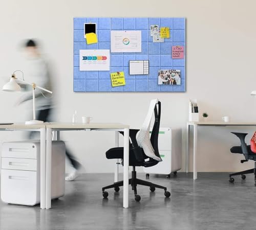 Large Cork Board Felt Board Tiles for Walls with 30 Push Pins, 11.8"x11.8" Pack of 6 Pin Board Notice Boards for Home Office Kitchen, Bulletin Board Wall Tiles for Photos Memos