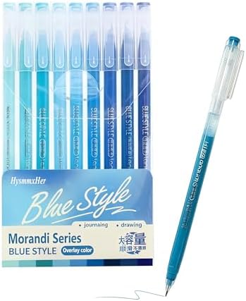 9 Colored Gel Pens Set, 0.6mm Fine Point for Black Paper & White Paper, Pens for Journaling, Adult Coloring Books, Bible, Drawing, Note Taking, Art & Journaling Supplies (Navy Blue)