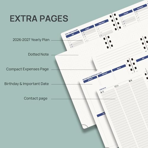POPRUN Daily Planner 2026-2027 One Page Per Day, Calendar Book 6" x 8.5"