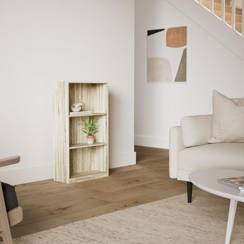 Furinno Basic 3-Tier Book Shelf with Open Shelves, Sonoma Oak