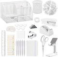 Office Supplies,Desk Accessories,Stapler and Tape Dispenser Set,1000 Staples,Staple Remover,Pen Holder,Folding Phone Holder,Journal Notebook,Ballpoint Pen,Scissor,Ruler,Clear Tape,Sticky Notes,Ect