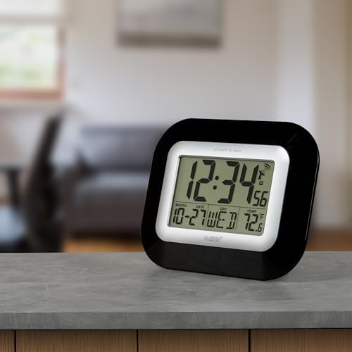 La Crosse Technology Atomic Wall/Table Clock, 7.2-inch H x 8.95-inch W x 1.2-inch D (WT-8005U-B)