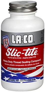 LA-CO 42019 Slic-Tite Premium Thread Sealant Paste with PTFE, -50 to 500 Degree F Temperature, 1/2 pt Jar with Brush in Cap , White