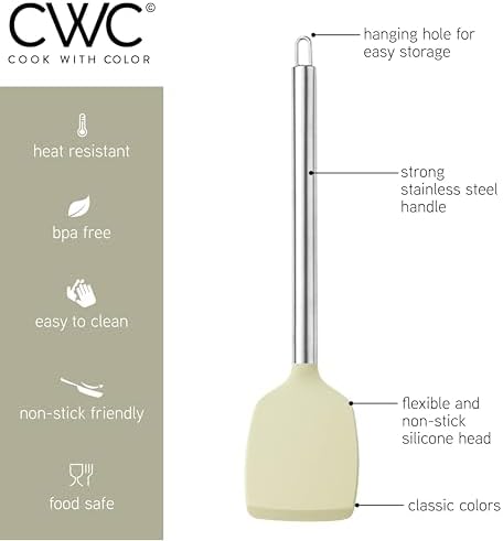 COOK WITH COLOR Silicone Cooking Utensils, Kitchen Utensil Set, Easy to Clean Silicone Kitchen Utensils, Cooking Utensils for Nonstick Cookware, Kitchen Gadgets Set, 38 Piece, Green