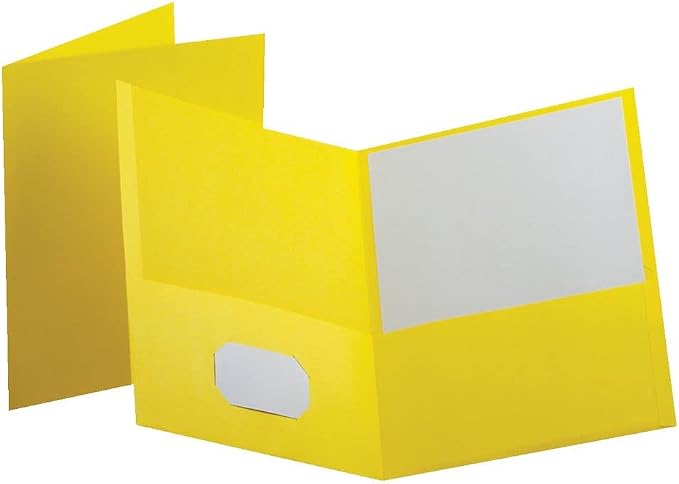 Oxford Twin-Pocket Folders, Textured Paper, Letter Size, Yellow, Holds 100 Sheets, Box of 25 (57509EE) (Pack of 5)
