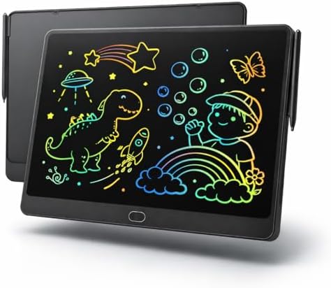 16 Inch Large LCD Writing Tablet for Kids, Colorful Reusable Electronic Doodle Board with Stylus, Educational Drawing Pad for Math Practice & Learning, Travel Essential Toys for Boys Girls (Black)