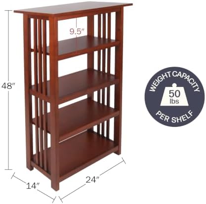 Alaterre Mission Bookcase with Adjustable Shelf, Cherry, 24”W x 48”H