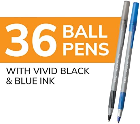 BIC Round Stic Grip Xtra Comfort Ballpoint Pens, Assorted Colors