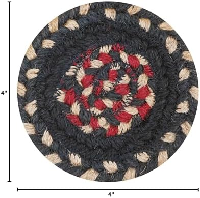 Homespice Gloucester Jute Braided Coasters, Round 4" Set of 6