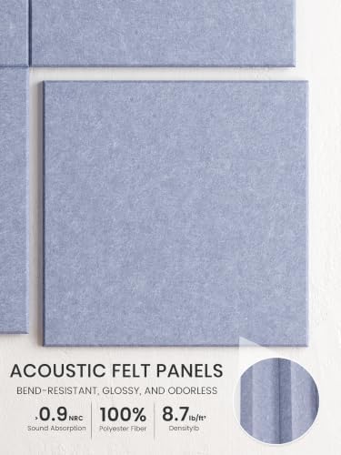 Bumusty 48"x 36" Large Felt Bulletin Board Tiles, Soft Periwinkle