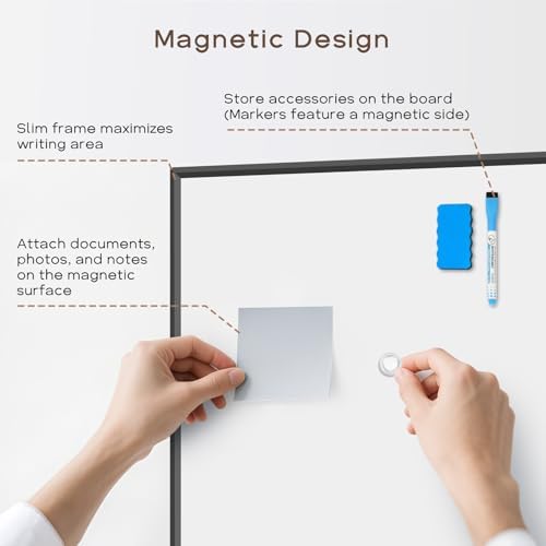 Large Magnetic Whiteboard, 48" x 36" Dry Erase White Board for Wall