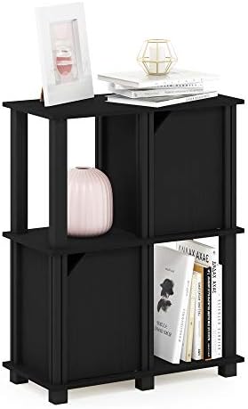 FURINNO Brahms Storage Shelf, 3-Tier, Black Oak/Black | Bookcase, Display Shelf with Open Shelf and Closed Storage, for Organization and Storage, Living Room, Garage, Home Office