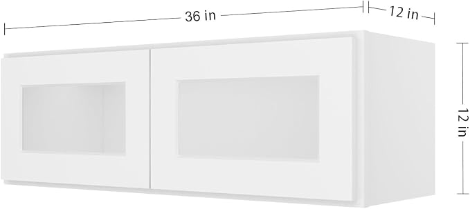 Furinno Shaker Wall Kitchen Cabinet, Glass Not Included, 2-Door, White | 12 D x 36 W x 12 H, Adjustable Hinges, Soft-Close Shaker-Style Door, Ready to Assemble, Plywood, for Pantry, Dining Room