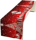 Merry Christmas Table Runner Red Snowflakes ,Xmas Ball Ornaments Snow Red Table Runners for Dinning Table,Snowflake Sparkle Kitchen Decor,Holiday Dinner Decoration-13x108 Inch