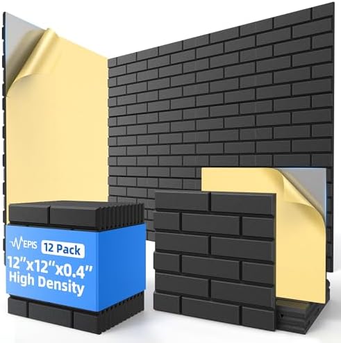 12 Pack Acoustic Panels with Self Adhesive Sound Proof Foam Panels for Wall