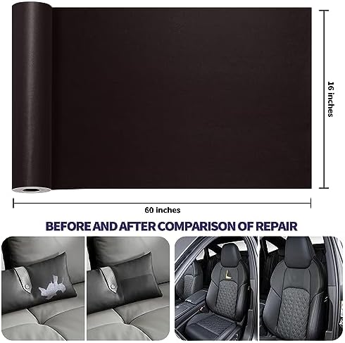 Leather Repair Patch Tape Kit, Self Adhesive Leather Repair for Furniture, Couch, Sofa, Car Seats,Office Chair,Vinyl Repair Kit.60inx16in