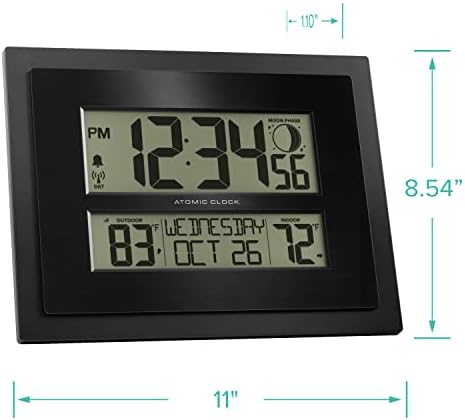 La Crosse Technology 513-75624-INT Digital Atomic Clock with Outdoor Temperature and Moon Phase,Black