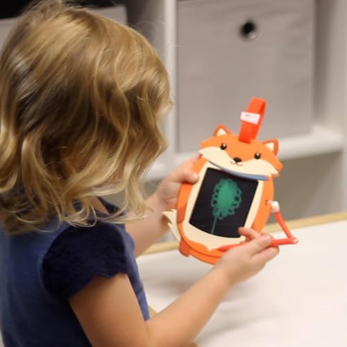 Boogie Board Sketch Pals Fox 4” LCD Writing Tablet for Kids – Reusable Mess-Free Drawing Pad with Tethered Stylus – Clip-On Travel Doodle Board Toy – Ages 3+
