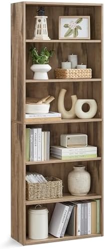 VASAGLE 6-Tier Bookshelf, Storage Organizer, 23.6 x 9.5 x 63.2 Inches