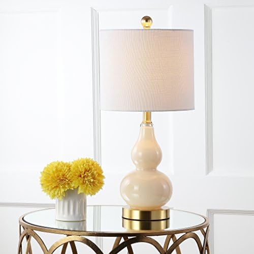 JONATHAN Y Anya Gourd Glass Table Lamp 20.5", Ivory