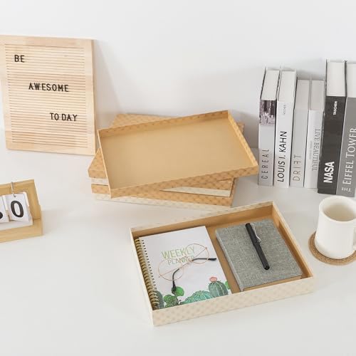 Soul & Lane - Letter Size Document Storage Boxes with Lids, Set of 3, Check | Flat Cardboard Paper Organizers for Letters, Files, Photos and Crafts, Stackable Office Keepsake Storage for Manuscripts