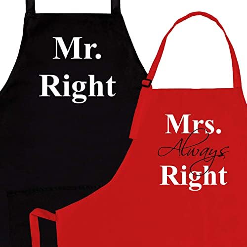 Prazoli Products Black & Red Apron Set - Bridal Shower Gifts | Mr and Mrs Aprons | Mr and Mrs Apron | His and Hers Aprons 50th Wedding Gifts