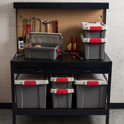 IRIS USA 5-Pack 3 Gal Heavy Duty Lockable Storage Totes with lids, Gray